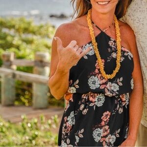 Naked Zebra Black Floral Midi Dress